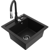 Mexen Vito granitový dřez 1-komorový s kuchyňskou baterií Savita, černý - 6503-77-672601-70-B
