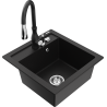 Mexen Vito granitový dřez s 1 komorou a kuchyňskou baterií Savita, černý - 6503-77-672601-70