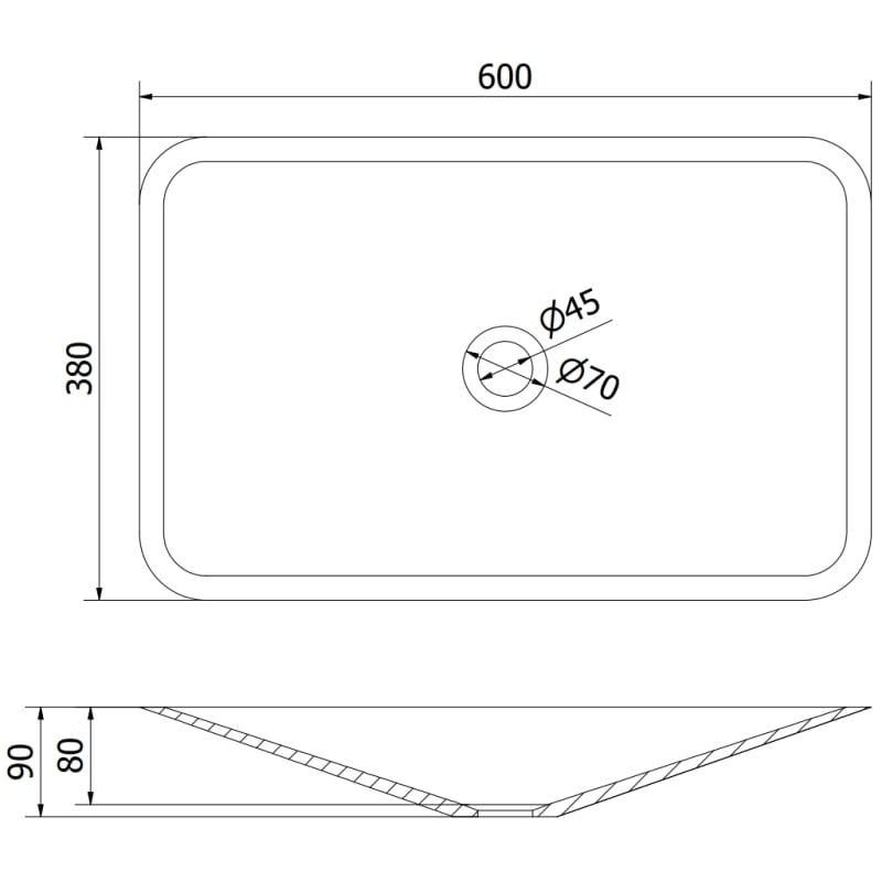 Mexen Esper deskové umyvadlo z konglomerátu 60 x 38 cm, černé - 23036071