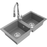 Mexen Mario žulový dřez 2komorový s kuchyňskou baterií Savita, šedý - 6504-71-672601-00