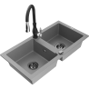 Mexen Mario dřez granitový 2-komorový s kuchyňskou baterií Savita, šedý - 6504-71-672601-70-B
