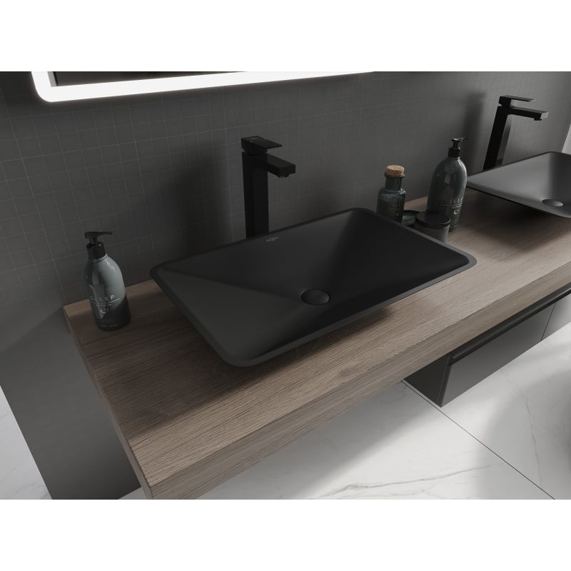 Mexen Esper deskové umyvadlo z konglomerátu 60 x 38 cm, černé - 23036071