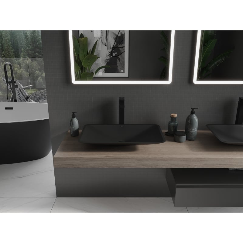 Mexen Esper deskové umyvadlo z konglomerátu 60 x 38 cm, černé - 23036071