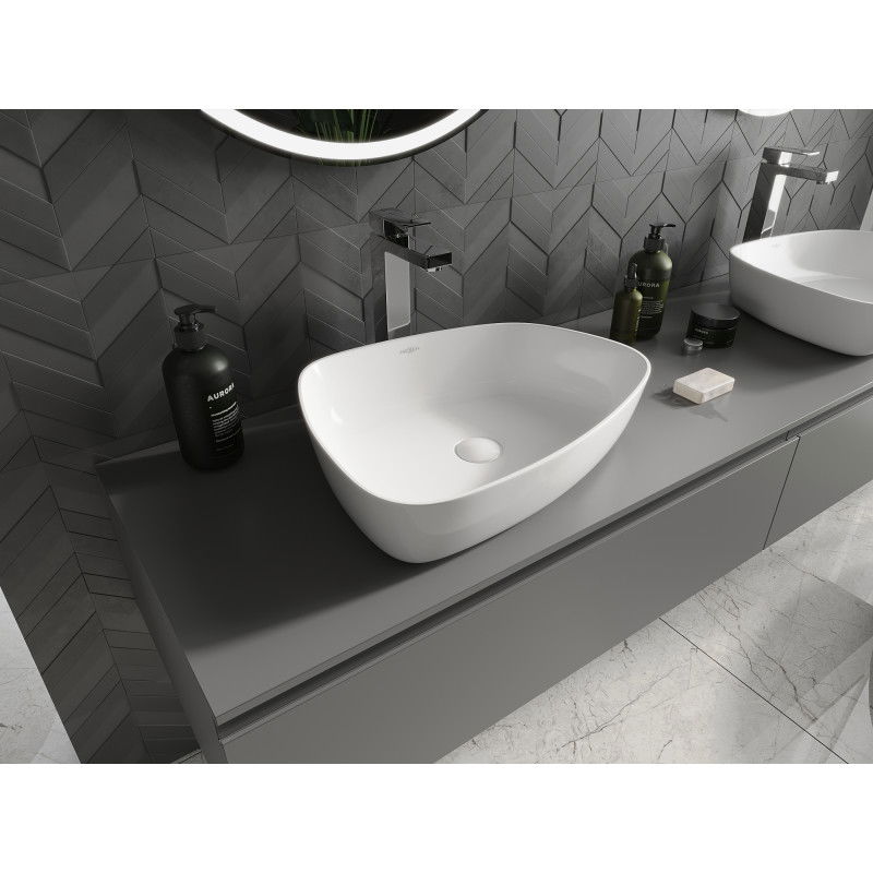 Mexen Ono umyvadlo na desku z konglomerátu 51 x 39 cm, bílá - 23045101