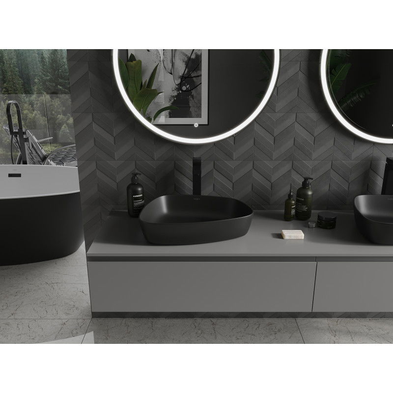 Mexen Ono umyvadlo na desku z konglomerátu 51 x 39 cm, černé - 23045171