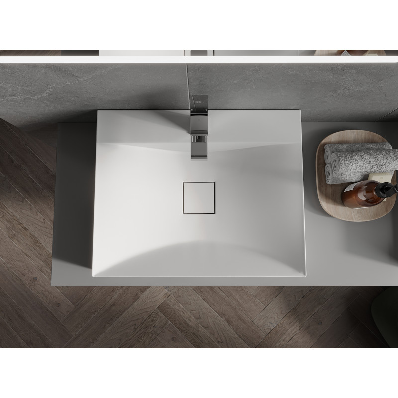 Mexen Poli umyvadlo na desce z konglomerátu 1/O 60 x 48 cm, bílá - 23026001