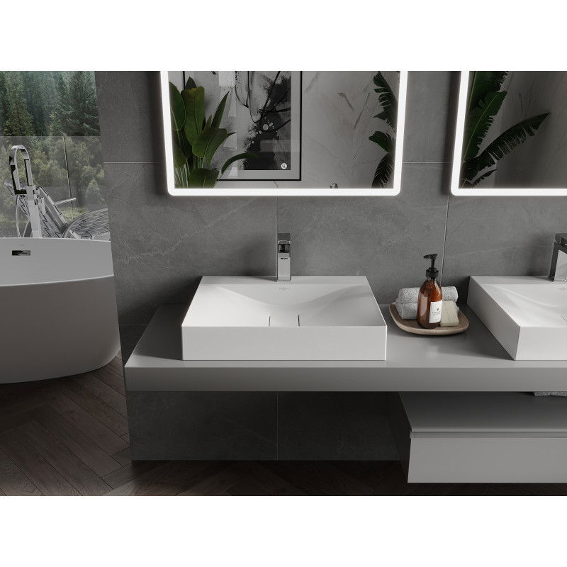 Mexen Poli umyvadlo na desku z konglomerátu 1/O 60 x 48 cm, bílá - 23026001