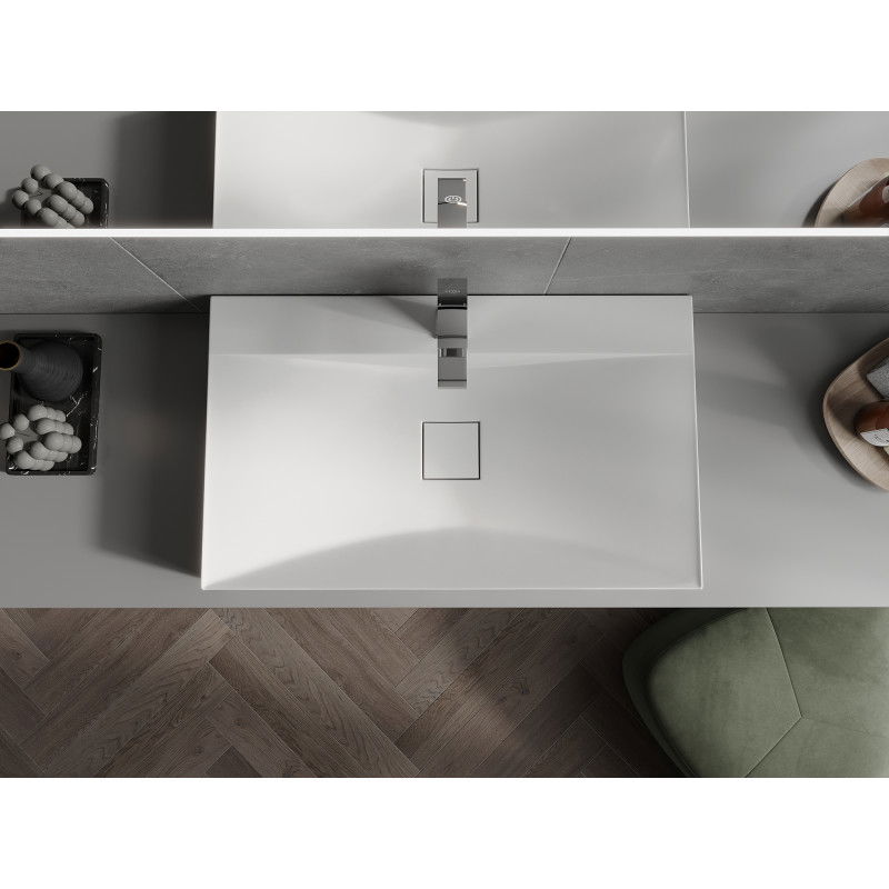 Mexen Poli umyvadlo na desku z konglomerátu 1/O 80 x 48 cm, bílá - 23028001