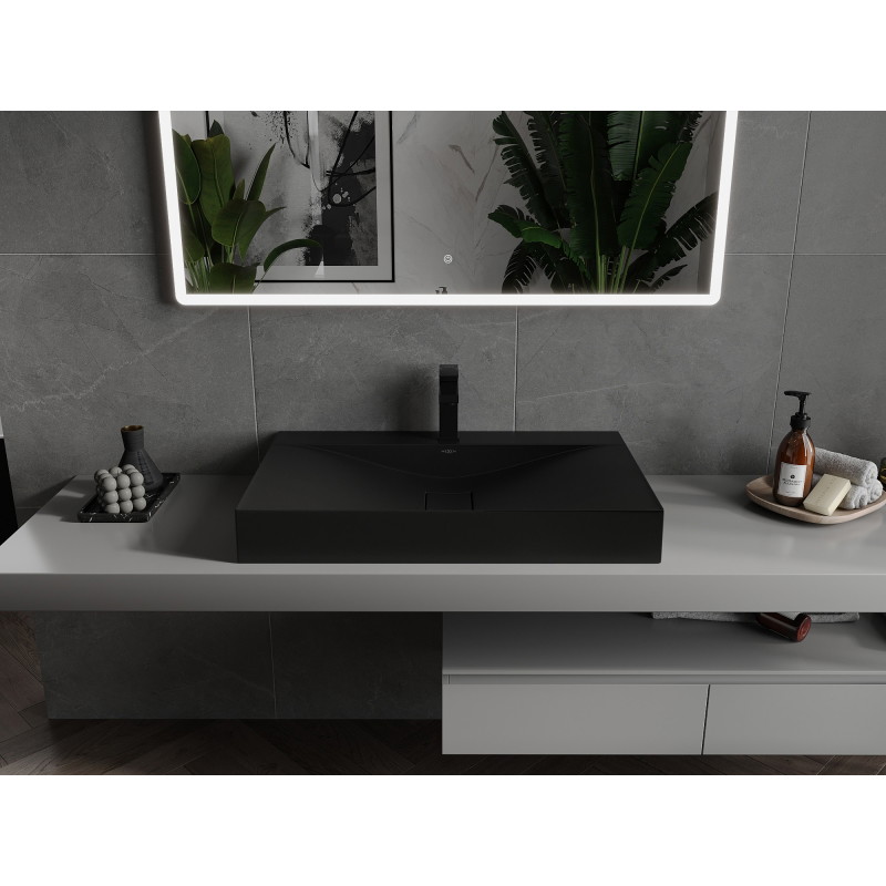 Mexen Poli umyvadlo na desku z konglomerátu 1/O 80 x 48 cm, černé - 23028071