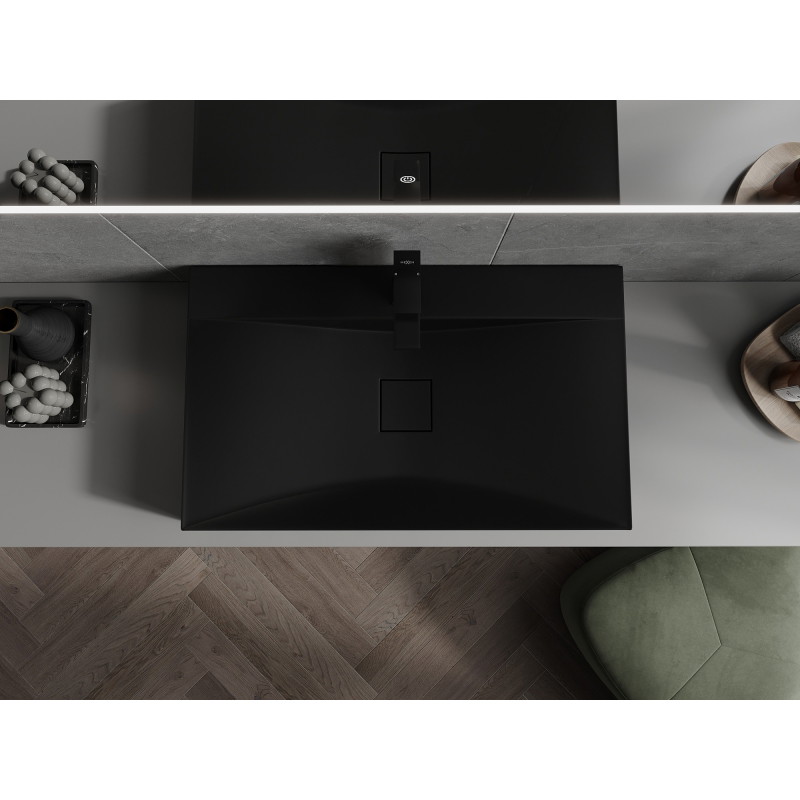 Mexen Poli umyvadlo na desku z konglomerátu 1/O 80 x 48 cm, černé - 23028071