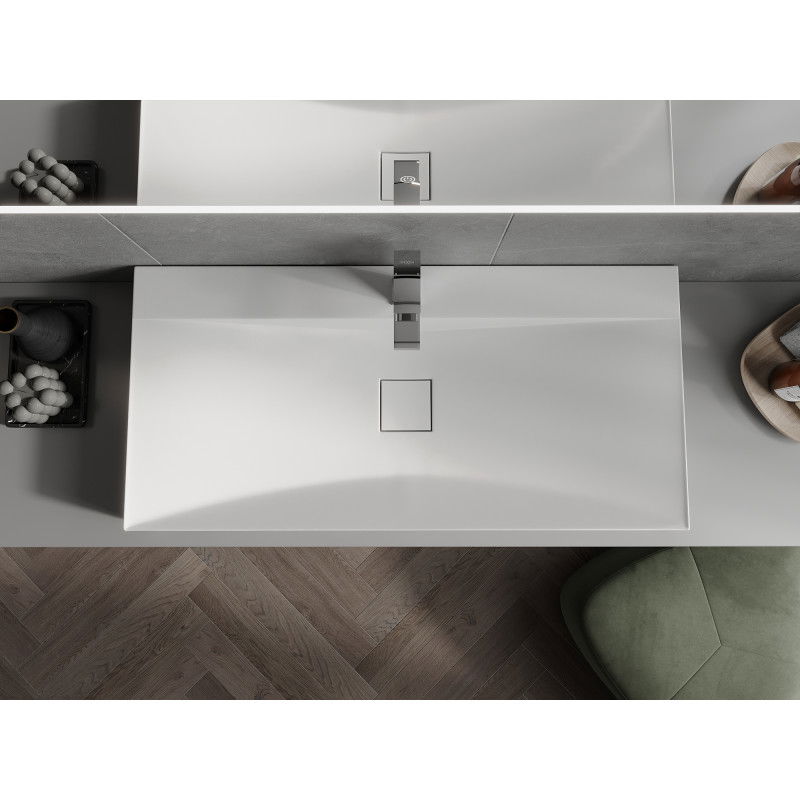 Mexen Poli nástěnný umyvadlo z konglomerátu 1/O 100 x 48 cm, bílá - 23021001