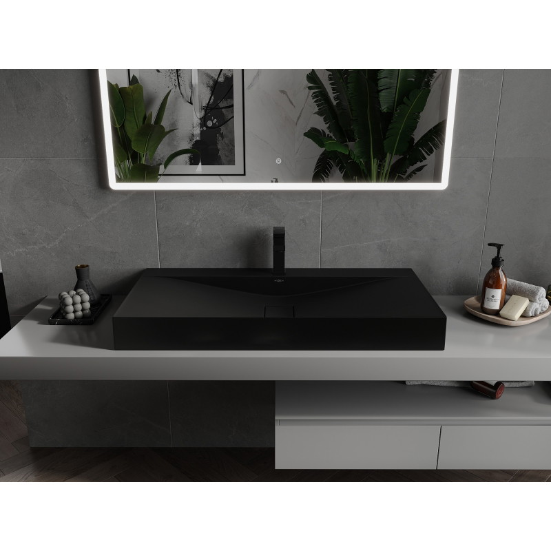 Mexen Poli umyvadlo na desce z konglomerátu 1/O 100 x 48 cm, černé - 23021071