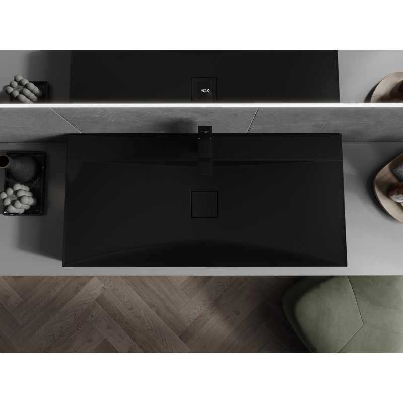 Mexen Poli umyvadlo na desce z konglomerátu 1/O 100 x 48 cm, černé - 23021071