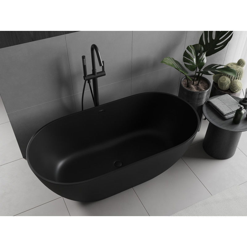 Mexen Rimini volně stojící vana z konglomerátu 150 x 75 cm, černý mat - 57241507570