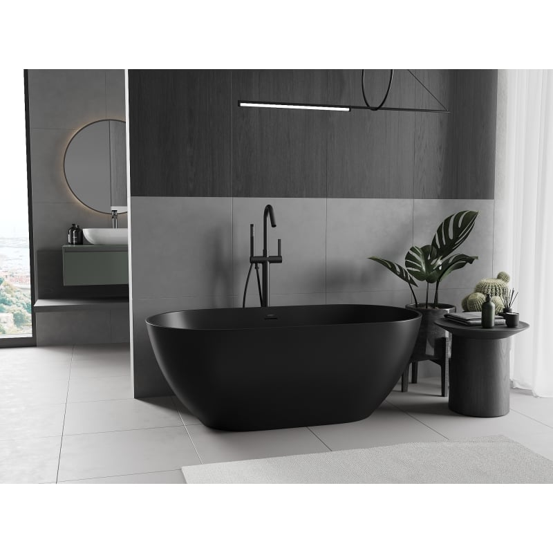 Mexen Rimini volně stojící vana z konglomerátu 150 x 75 cm, černá mat - 57241507570