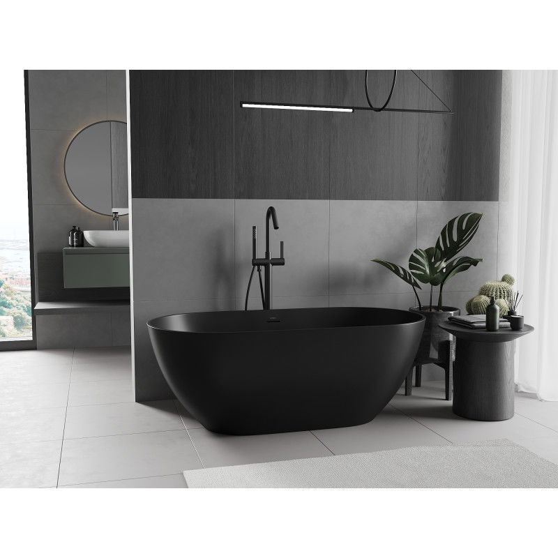 Mexen Rimini volně stojící vana z konglomerátu 150 x 75 cm, černý mat - 57241507570