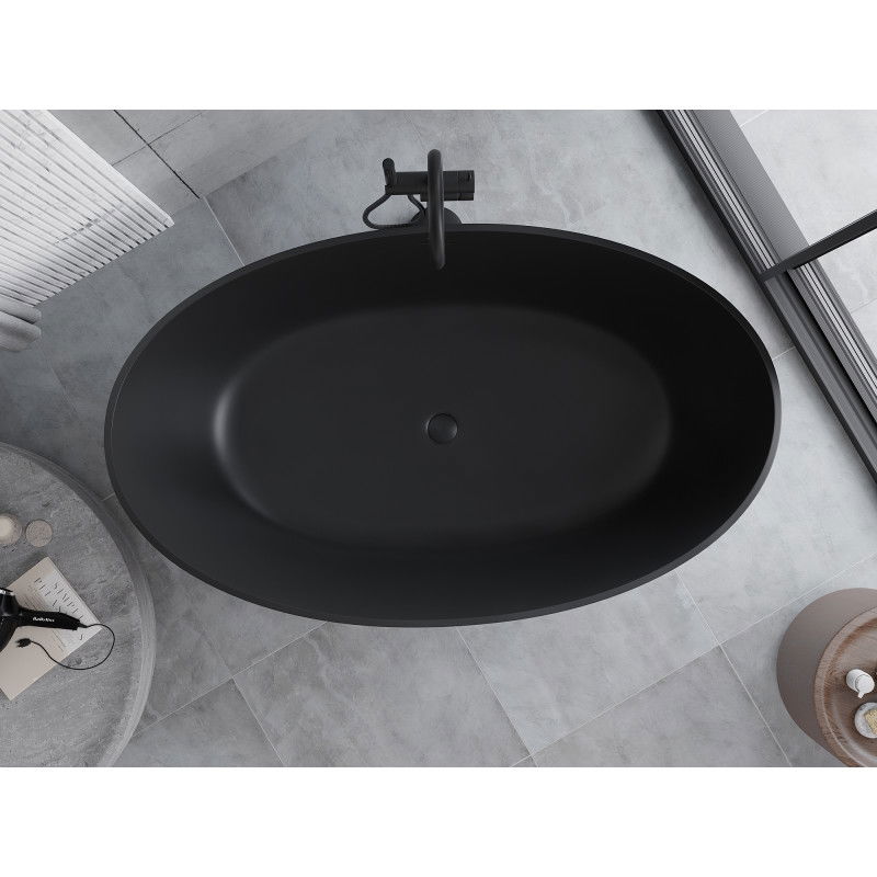 Mexen Parma volně stojící vana z konglomerátu 160 x 95 cm, černá mat - 57231609570