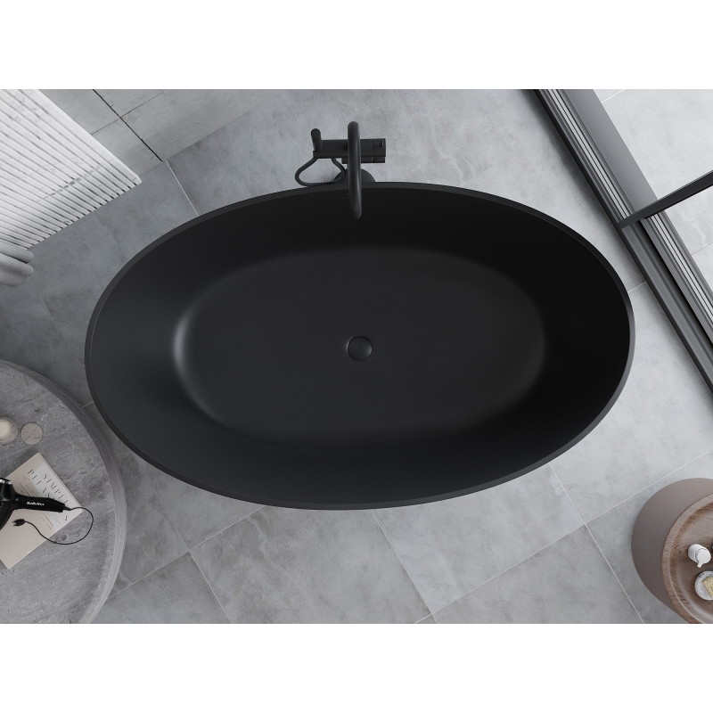 Mexen Parma volně stojící vana z konglomerátu 160 x 95 cm, černá matná - 57231609570