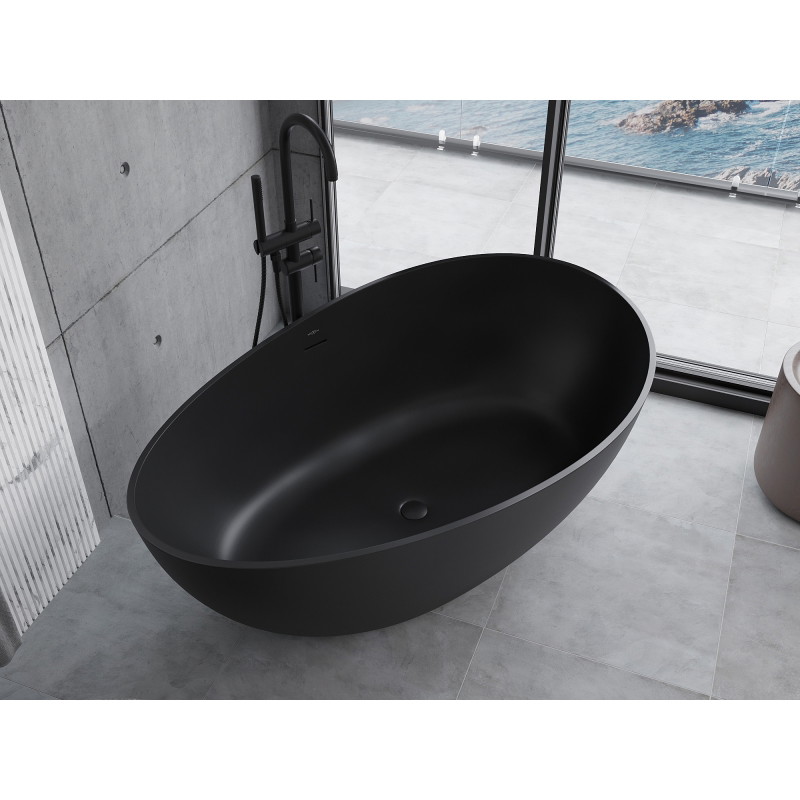 Mexen Parma volně stojící vana z konglomerátu 160 x 95 cm, černá matná - 57231609570