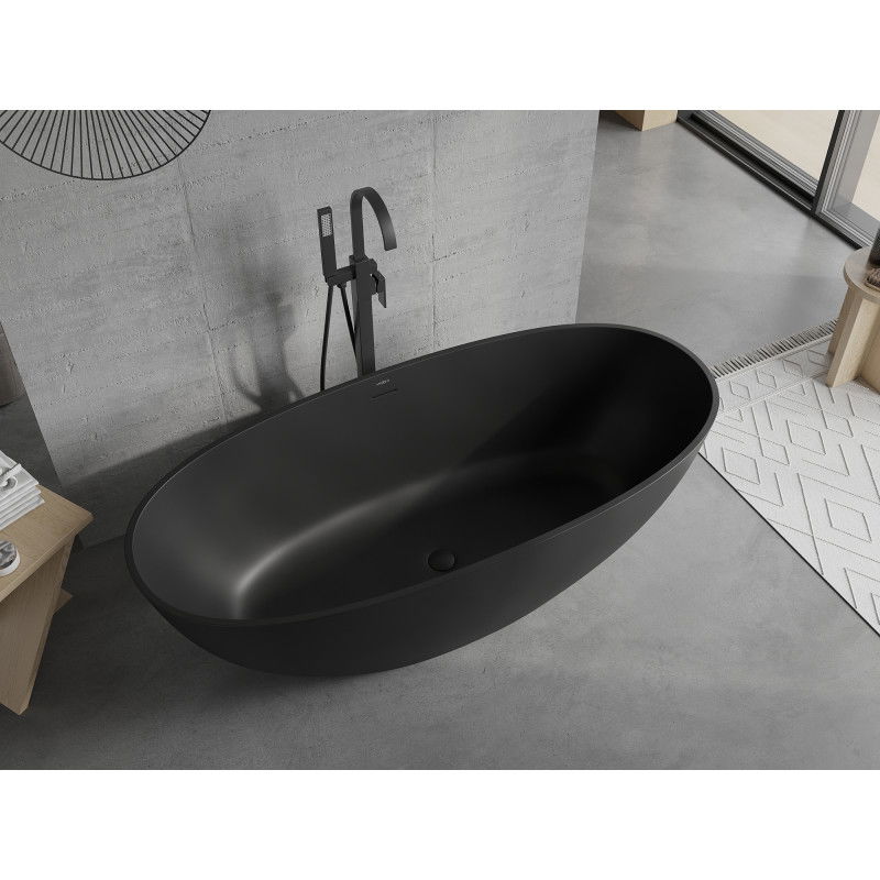 Mexen Bari volně stojící vana z konglomerátu 165 x 75 cm, černá matná - 57221657570