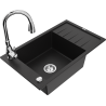Mexen Elias granitový dřez 1-komorový s odkapávačem a kuchyňskou baterií Savita, černý - 6511-77-672601-00