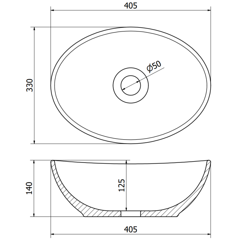 Mexen Elza umyvadlo na pracovní desku 40 x 33 cm, bílý kámen - 21014091