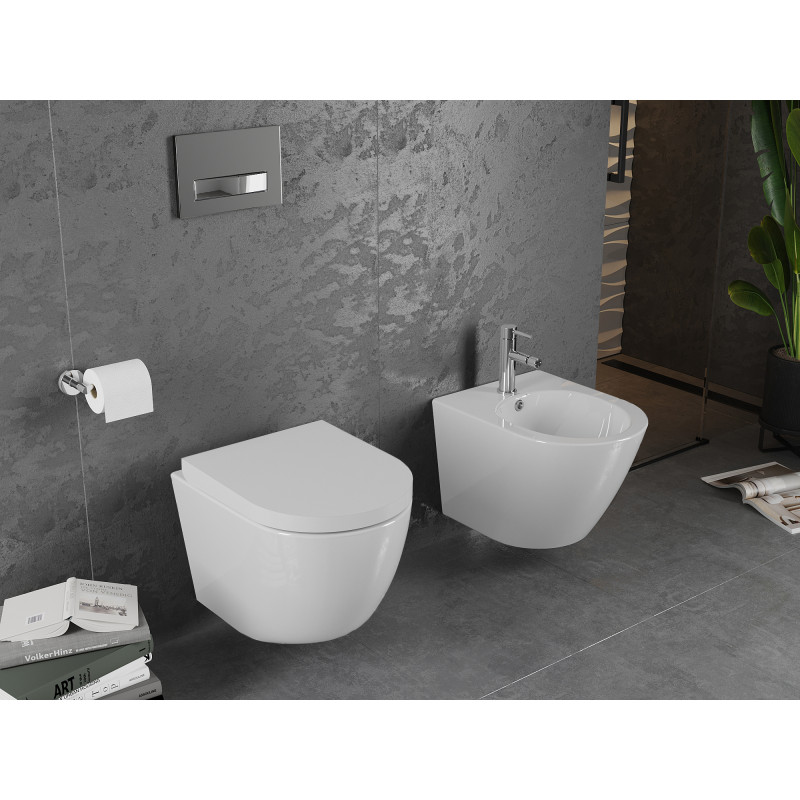 Mexen Lena WC mísa bezokrajová s pomalu sklopnou deskou, tvrdá, duroplast, bílý lesk - 30220200