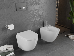 Mexen Lena WC mísa bezokrajová s pomalu sklopnou deskou, tvrdá, duroplast, bílý lesk - 30220200
