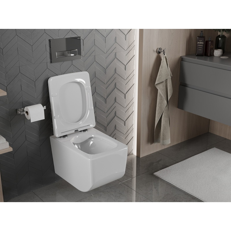 Mexen Vera WC mísa Rimless s pomalu padajícím slim sedátkem, duroplast, bílá - 30164000