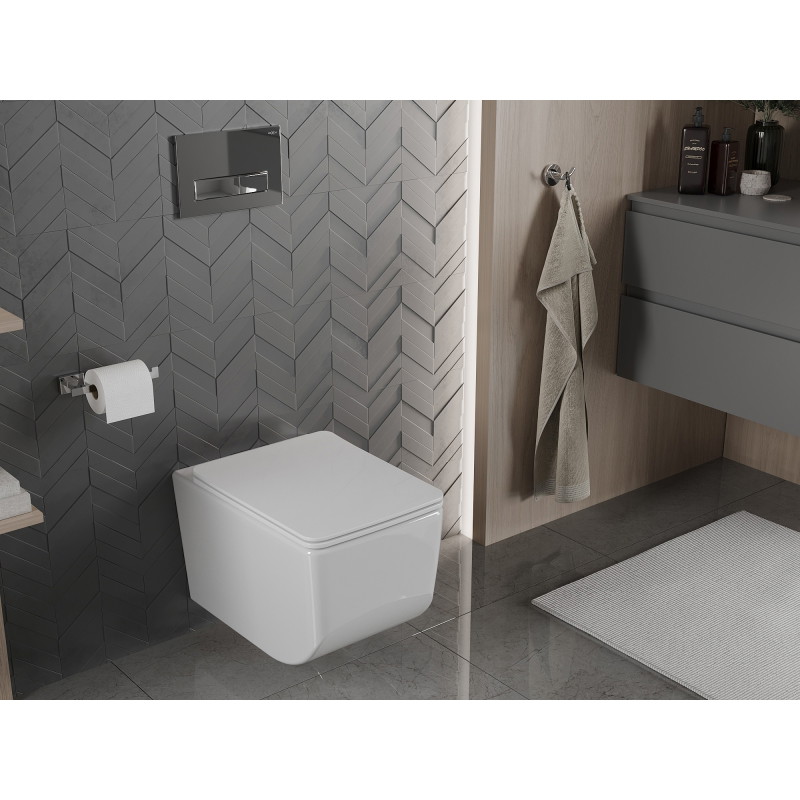 Mexen Vera wc mísa Rimless s pomalu padajícím prkénkem slim, duroplast, bílá - 30164000