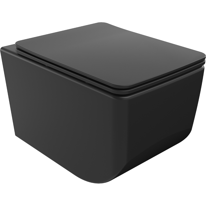 Mexen Vera wc mísa Rimless s pomalu klesající deskou slim, duroplast, černá matná - 30164070