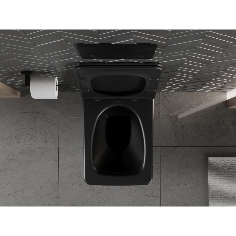 Mexen Vera wc mísa Rimless se sedátkem s pomalým zavíráním slim, duroplast, černá matná - 30164070