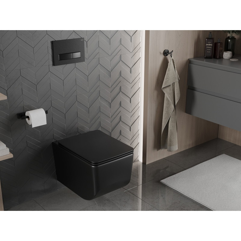 Mexen Vera WC mísa Rimless s pomalu sklopným sedátkem slim, duroplast, černá mat - 30164070
