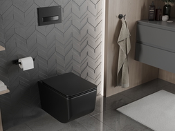 Mexen Vera wc mísa Rimless s pomalu klesající deskou slim, duroplast, černá matná - 30164070