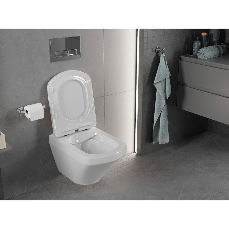 Mexen Vito Rimless WC mísa s pomalu padajícím tenkým sedátkem, duroplast, bílý lesk - 30174000