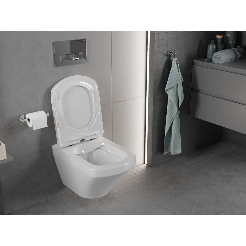Mexen Vito WC mísa Rimless s pomalu sklopnou deskou slim, duroplast, bílý lesk - 30174000