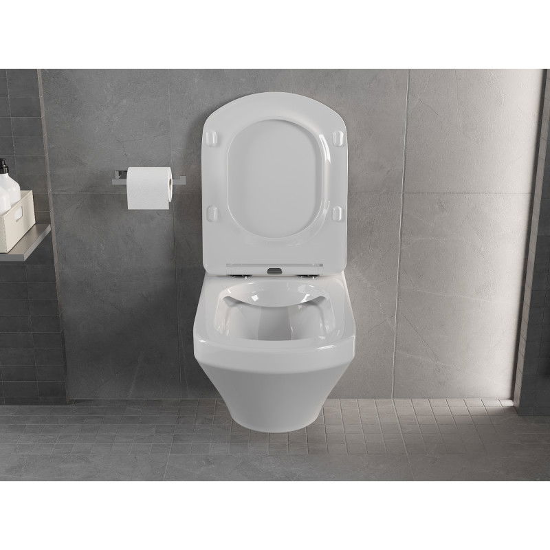 Mexen Vito Rimless WC mísa s pomalu padajícím tenkým sedátkem, duroplast, bílý lesk - 30174000
