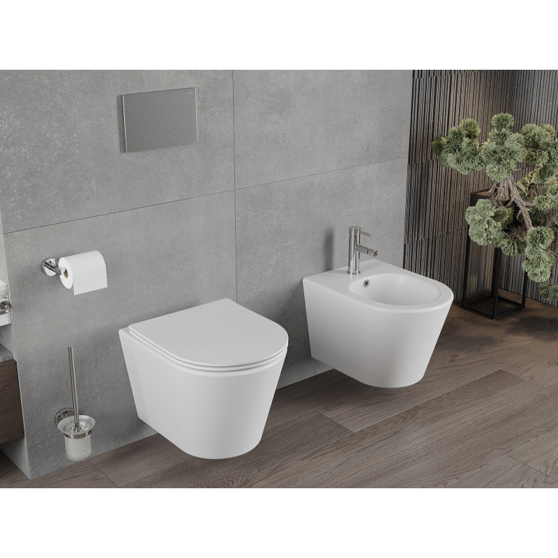 Mexen Rico misa wc Rimless s pomalu zavíratelným tenkým sedátkem, duroplast, bílá mat - 30724001