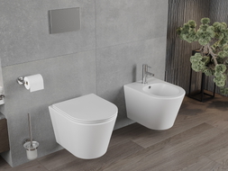 Mexen Rico misa wc Rimless s pomalu zavíratelným tenkým sedátkem, duroplast, bílá mat - 30724001