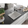 Mexen Pedro granitový dřez s jednou komorou 560 x 460 mm, bílý, sifon chrom - 6508561000-20