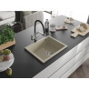 Mexen Pedro granitový dřez 1-komorový 560 x 460 mm, béžový, sifon chrom - 6508561000-69