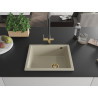 Mexen Pedro granitový dřez 1-komorový 560 x 460 mm, béžový, sifon zlatý - 6508561000-69-G