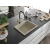 Mexen Pedro granitový dřez 1-komorový 560 x 460 mm, béžový, zlatý sifon - 6508561000-69-G