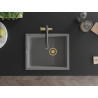 Mexen Pedro granitový dřez 1-komorový 560 x 460 mm, šedý, zlatý sifon - 6508561000-71-G