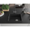 Mexen Pedro granitový dřez 1-komorový 560 x 460 mm, černý/stříbrný metalický, sifon chrom - 6508561000-73