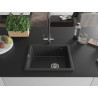 Mexen Pedro granitový dřez 1-komorový 560 x 460 mm, černý s tečkami, chromovaný sifon - 6508561000-76