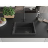 Mexen Pedro granitový dřez 1-komorový 560 x 460 mm, černý mramorovaný, sifon černý - 6508561000-76-B