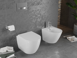 Mexen Lena WC mísa Rimless s pomalu sklápěcí tvrdou deskou, bílý lesk - 30298000