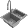 Mexen Carlos žulový dřez 1,5-komorový s kuchyňskou baterií Savita, šedý - 6518-71-672601-71