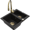 Mexen Carlos granitový dřez 1,5-komorový s kuchyňskou baterií Savita, černý - 6518-77-672601-50